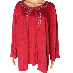 Alfred Dinner 3/4 sleeve Sparkly Red Valentines Day Sweater